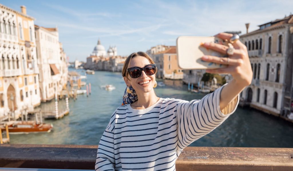 Woman traveling in Venice, Italy